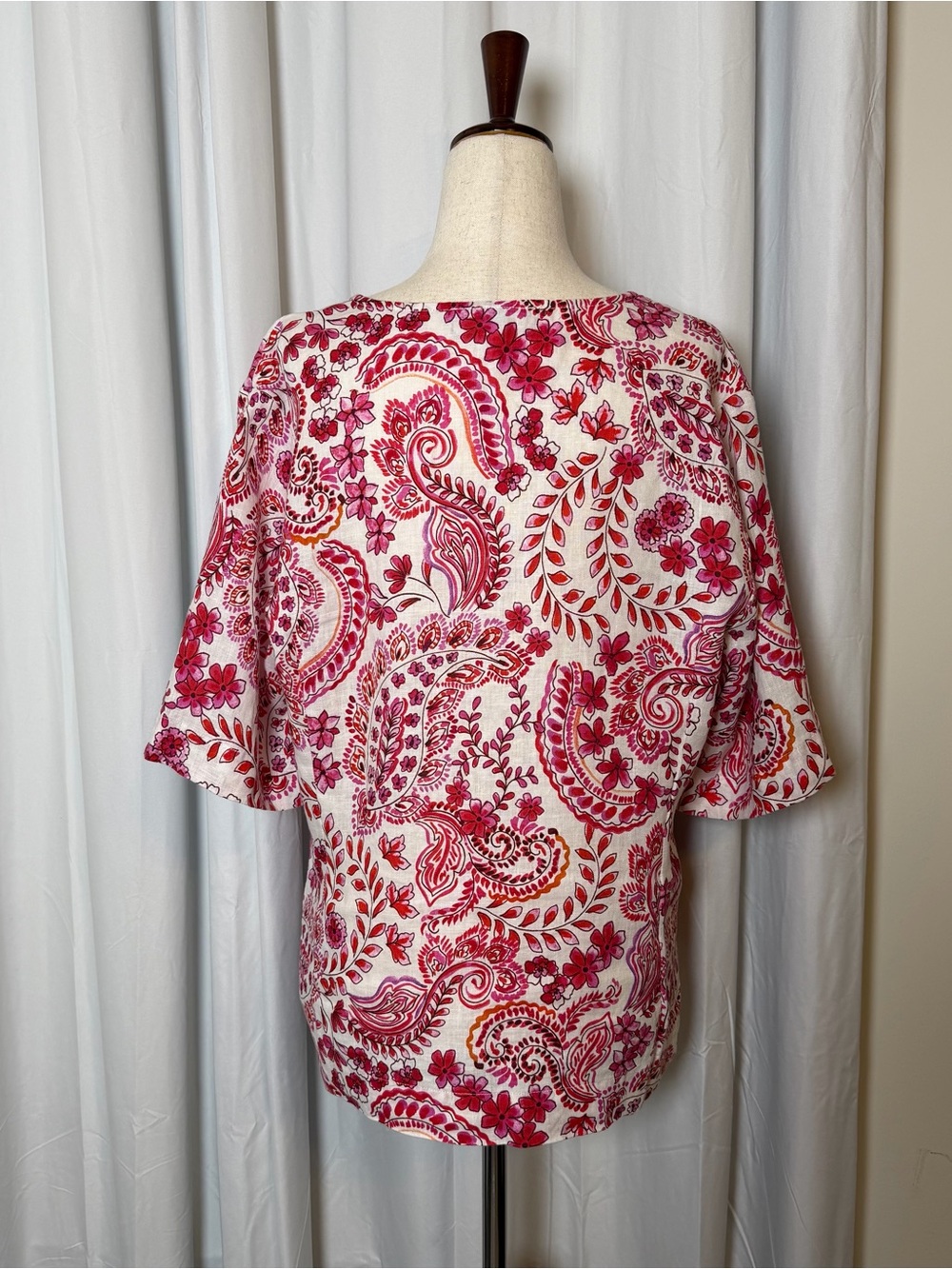 Johnny Was Workshop Lillet Linen Top Red Pink Paisley Medium - Picture 3 of 10